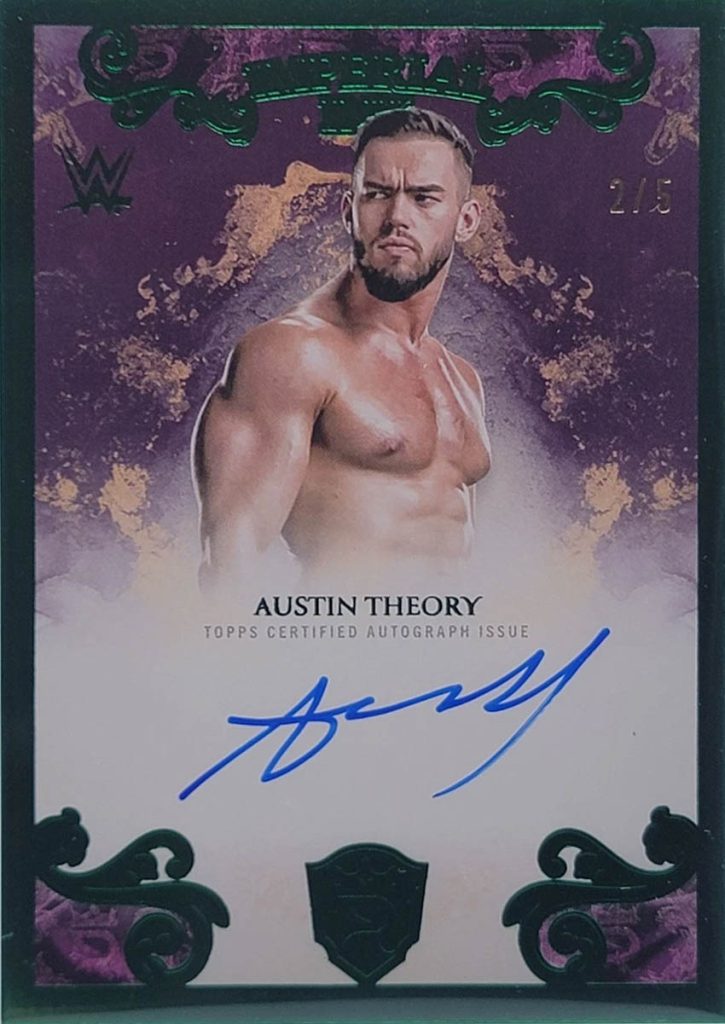 Austin Theory Imperial Ink Green Parallel 2025 Topps Royalty WWE
