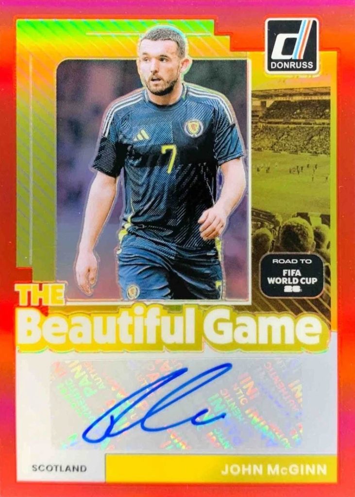 John McGinn The Beautiful Game Autograph Red Parallel 2025-26 Panini Donruss Road to FIFA World Cup