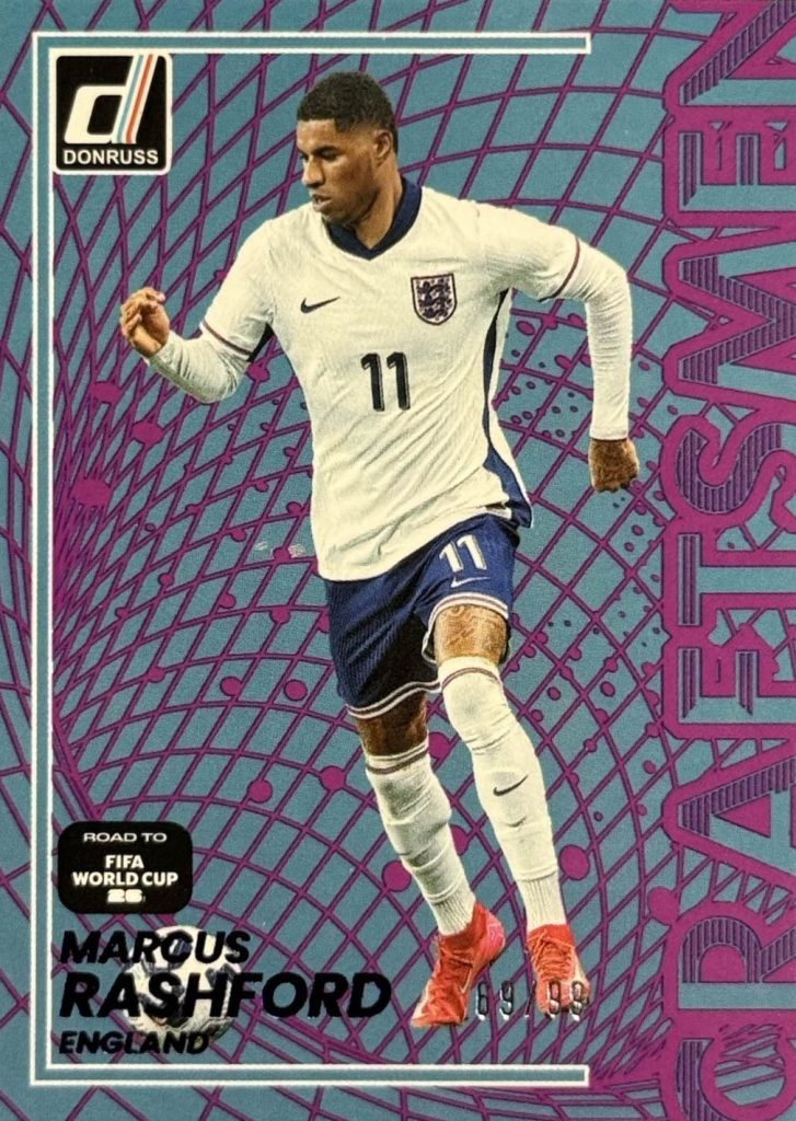 Marcus Rashford Craftsmen Purple Parallel 2025-26 Panini Donruss Road to FIFA World Cup