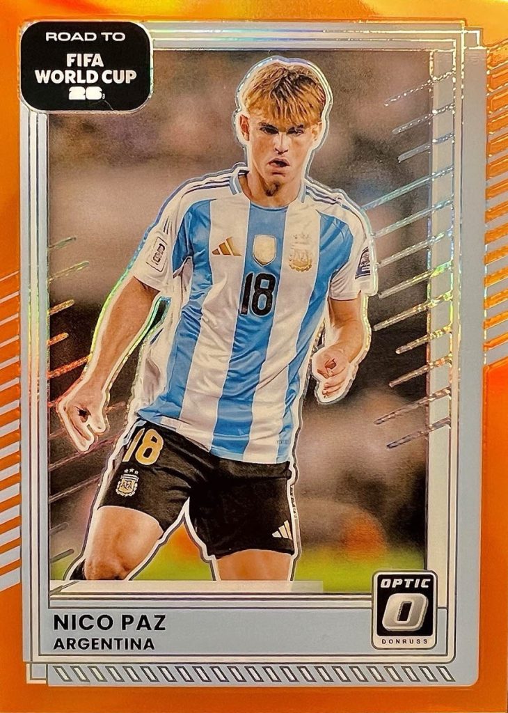 Nico Paz Base Optic Orange Parallel 2025-26 Panini Donruss Road to FIFA World Cup