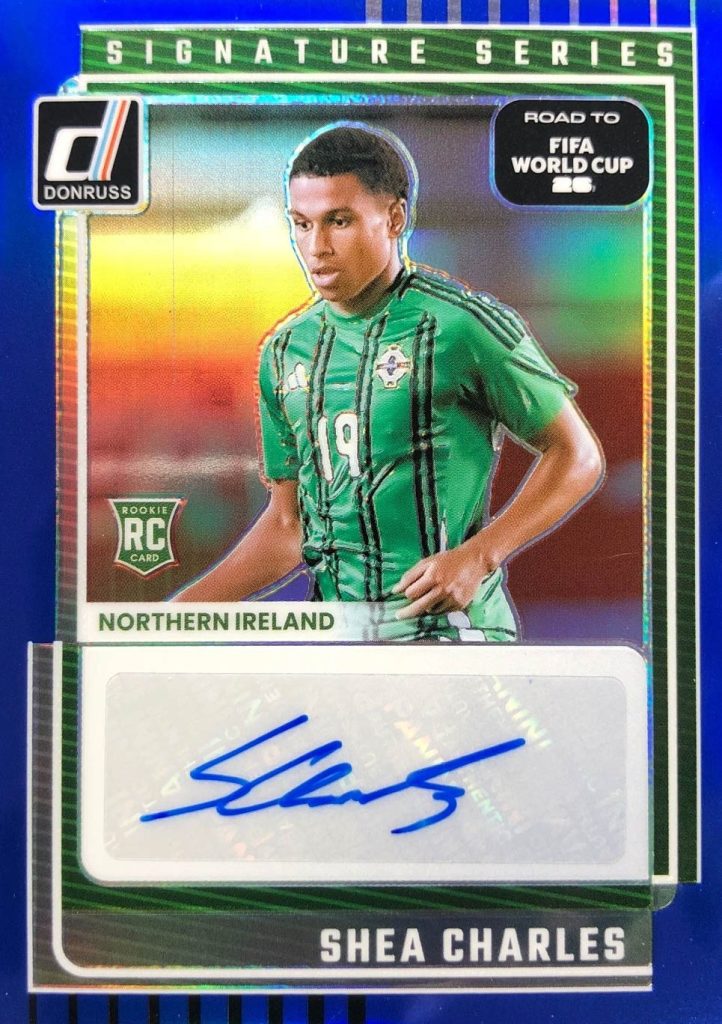 Shea Charles Signature Series Blue Parallel 2025-26 Panini Donruss Road to FIFA World Cup