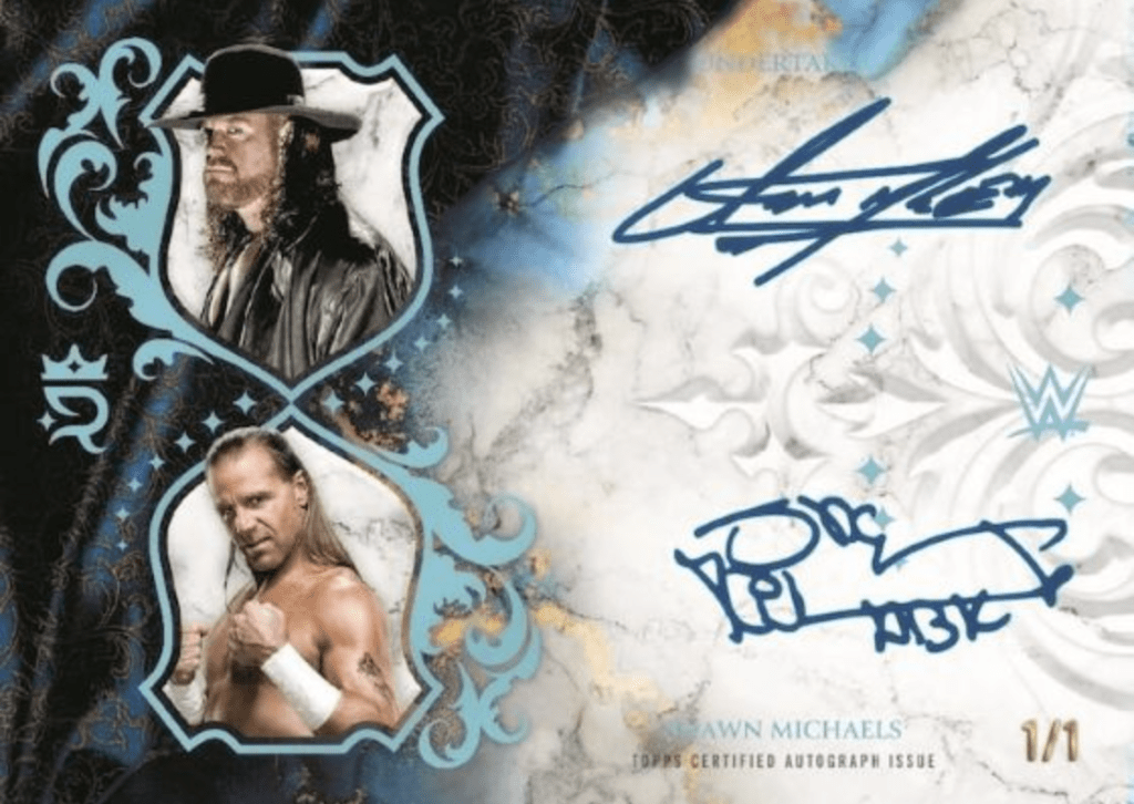 Undertaker and Shawn Michaels Dual Autographs Platinum Parallel 2025 Topps Royalty WWE