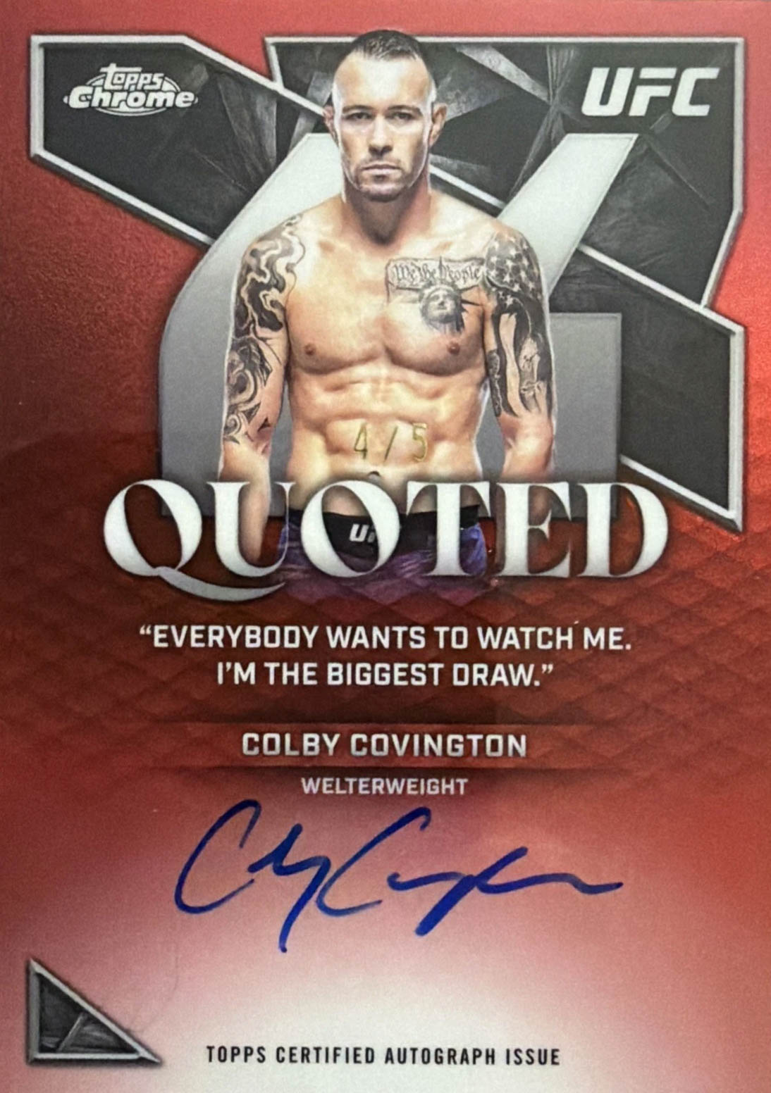 Colby Covington Quoted Red Refractor 2026 Topps Chrome UFC