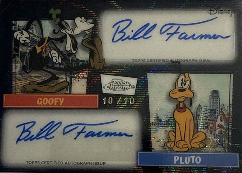 Goofy Bill Farmer & Pluto Bill Farmer Mickey Shorts Short Prints Auto Variation Black Wave 2026 Topps Disney Neon