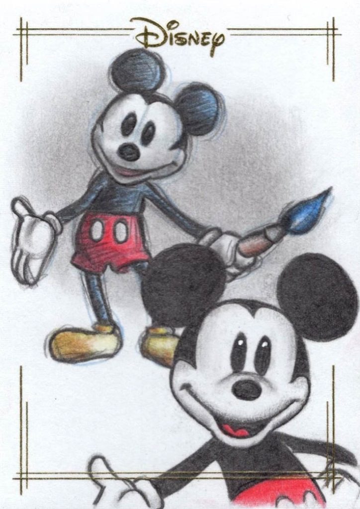 Mickey Mouse Sketch Card 2026 Topps Disney Neon