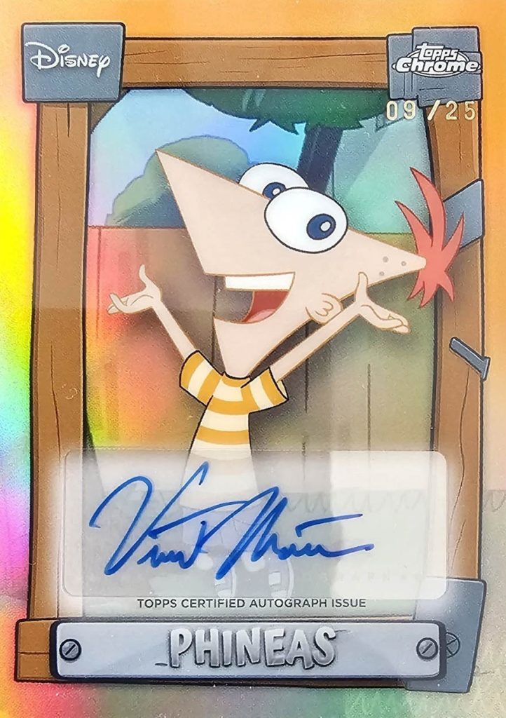 Phineas Vincent Martella Phineas and Ferb Autograph Variation Orange Refractor 2026 Topps Disney Neon